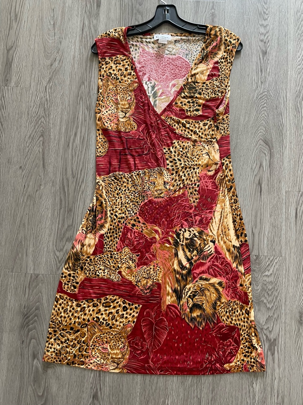 Vtg Y2K Celine by champion animal print dress 2X